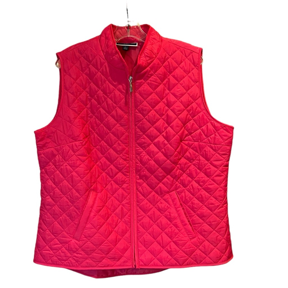 Karen Scott Sport Hot Pink Quilted Puffer Vest With Pockets size XL